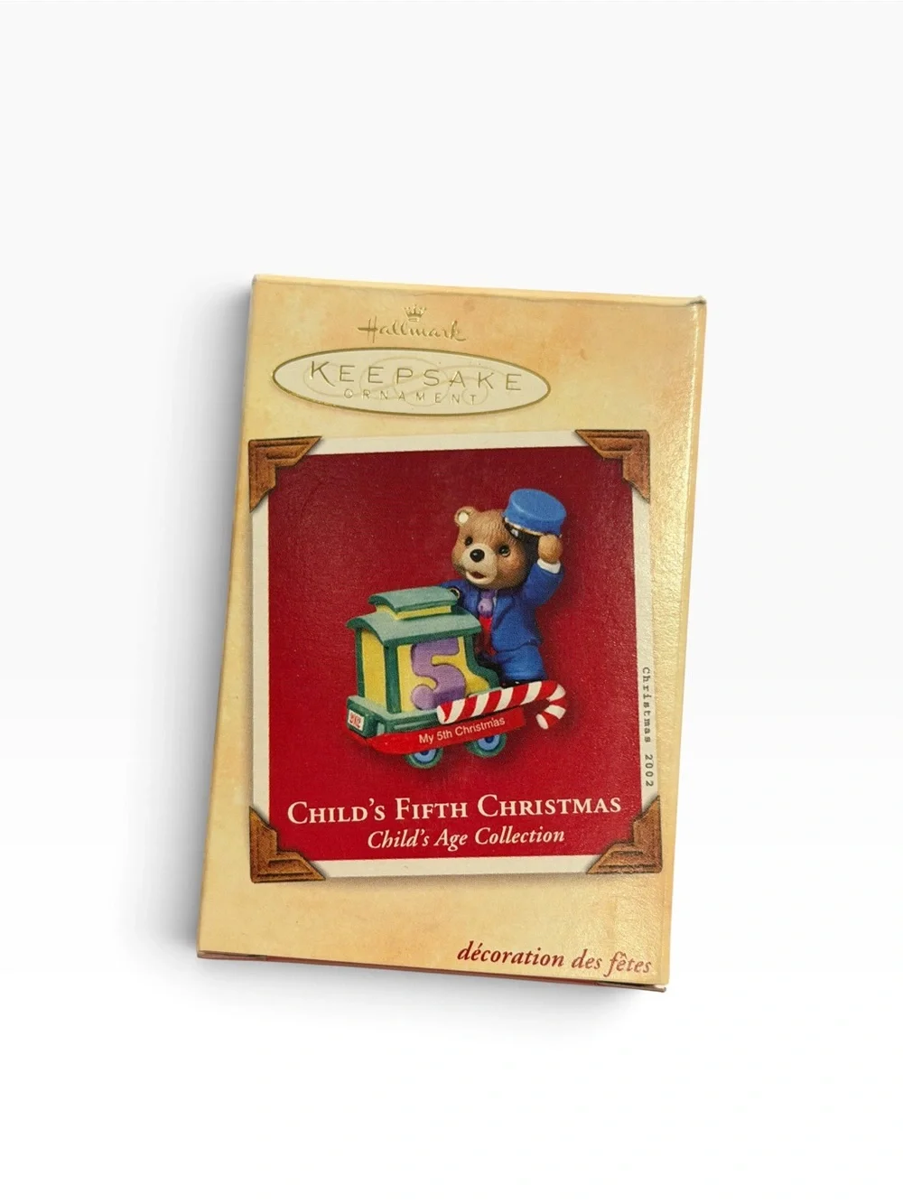 2002 Hallmark Keepsake Child's Fifth Christmas Ornament Bear Train Collectible